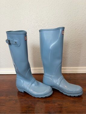 Hunter Light Blue Tall Rubber Rain Boots